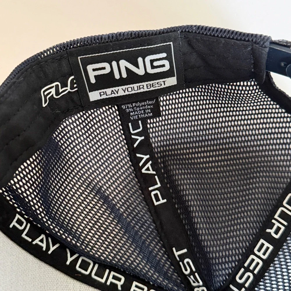 Ping Golf Trucker Hat Mens Black Snapback Mesh Mountain Patch SensorCool Cap - Picture 6 of 6